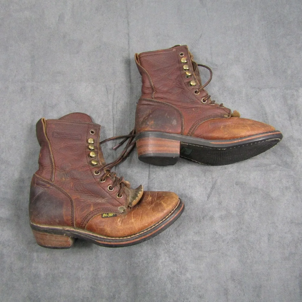 Ad-Tec Logger Boots Kids Size 11 Brown Leather Lace Up Work Boots 4173